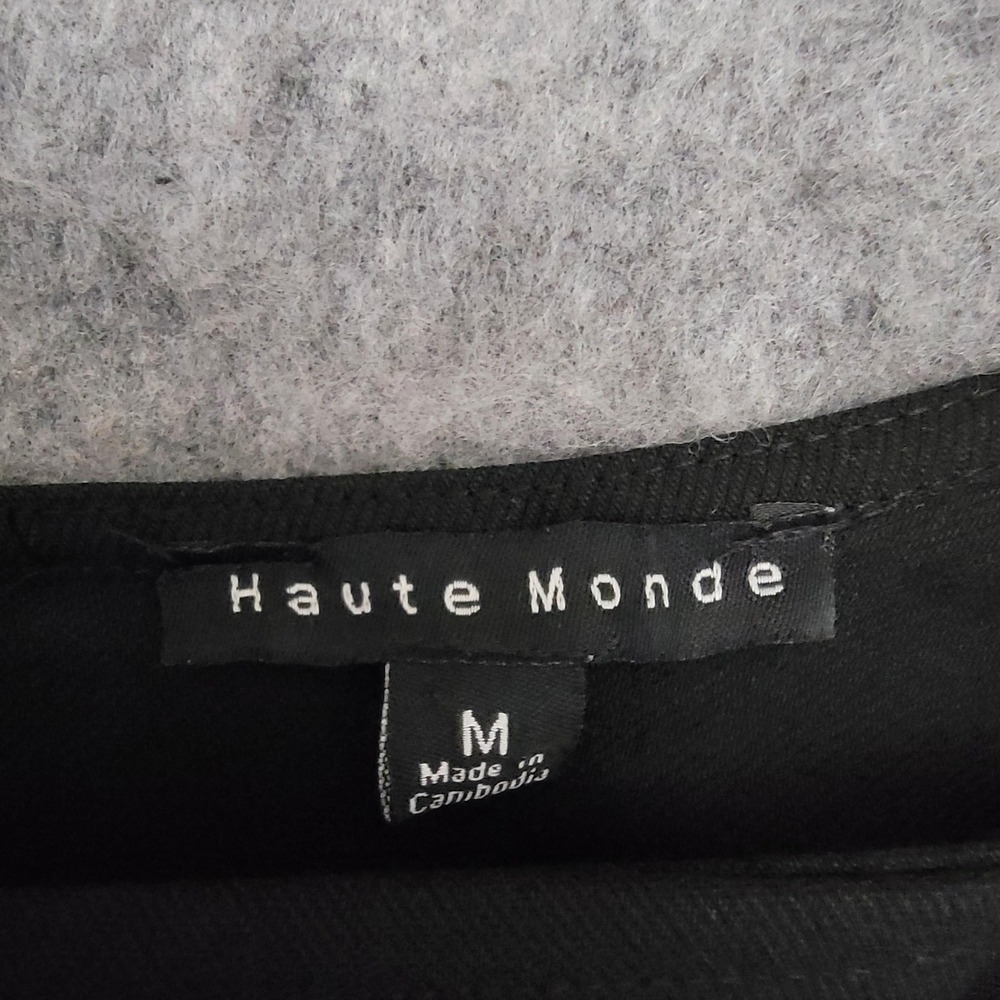 Haute Monde Dress Womens M Black Swiss Dot Puff Sleeve Bodycon Mini - Picture 6 of 12